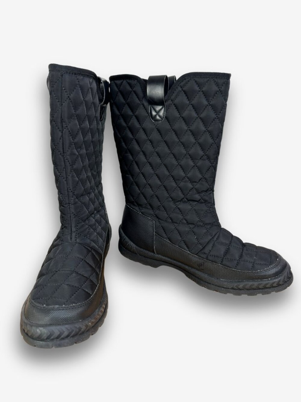 London Fog Maggie Black Quilted Snow Winter Boots Size 9M